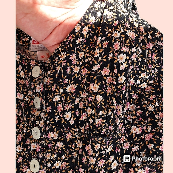 SOLD Vintage 90s y2k ditsy floral print flared romper jumpsuit - Picture 7 of 13